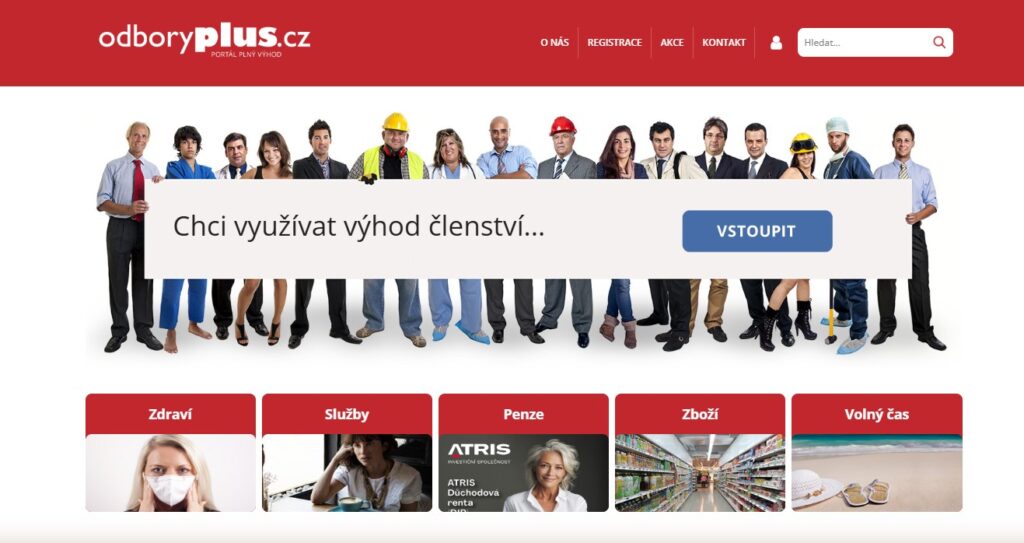 úvodní strana benefičního portálu